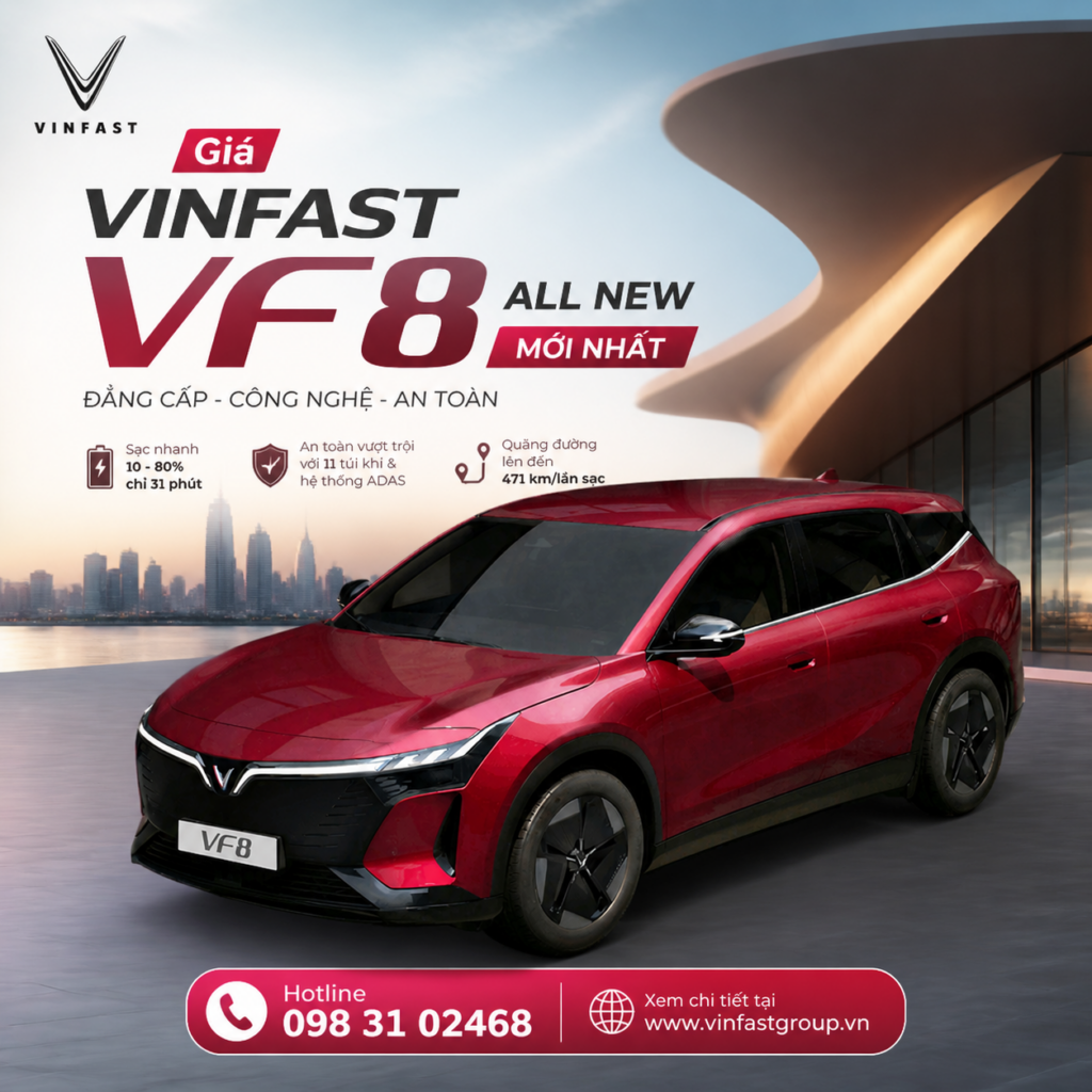 Giá VinFast VF 8 All New 2026 mới nhất – Từ 854 triệu