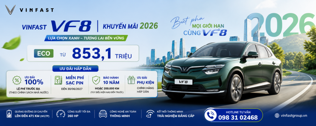 Giá VinFast VF8 sau khuyến mãi bao nhiêu?