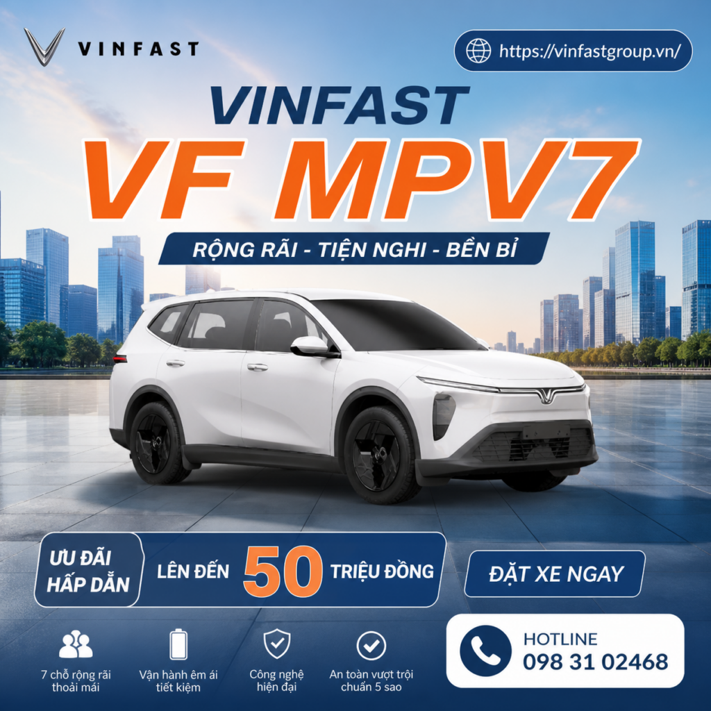 VinFast VF MPV7 khuyến mãi 2026: Giảm 20 triệu, tặng Camera 360