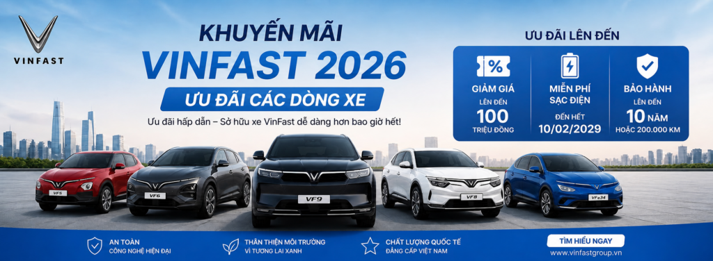 VinFast trả góp 2026 – Mua xe 0 đồng, vay tới 100% giá trị xe