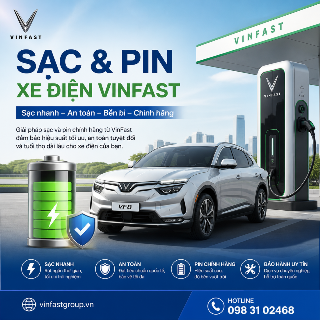 Sạc & pin xe VinFast: Giá sạc, tuổi thọ & bảo hành pin 2026