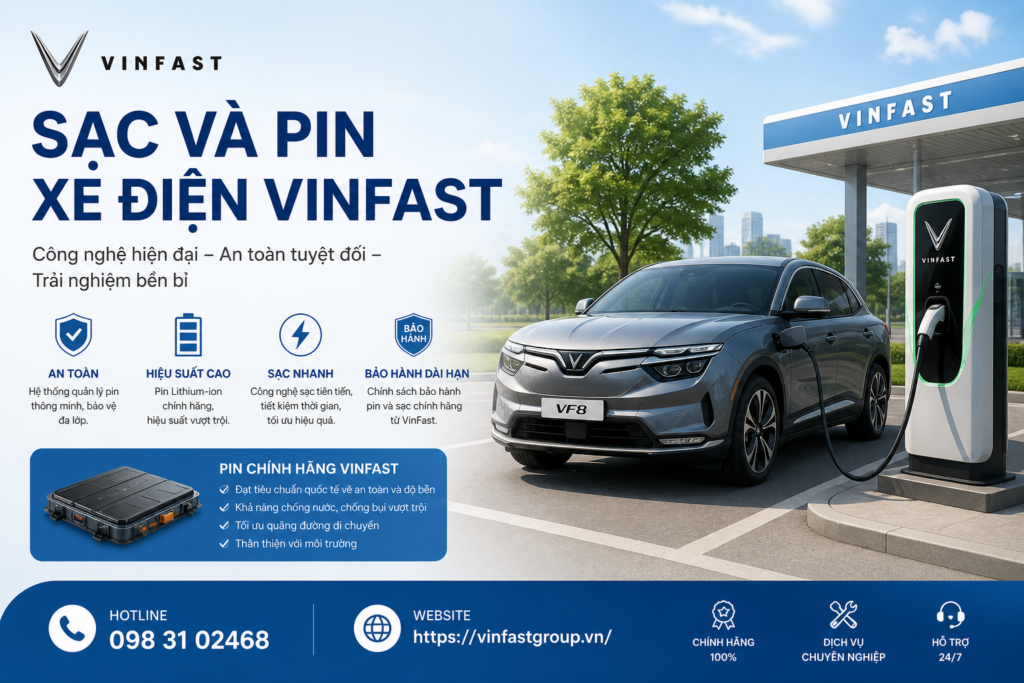 Sạc & pin xe điện VinFast: Cách sạc, tuổi thọ pin, bảo hành và chi phí