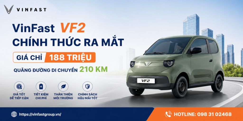 Giá VinFast VF 2: 188 triệu đồng đã bao gồm pin