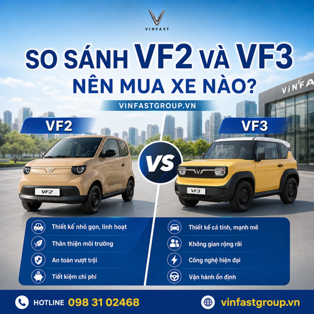 So sánh VF2 và VF3 2026: Chênh 97 triệu, nên mua xe nào?