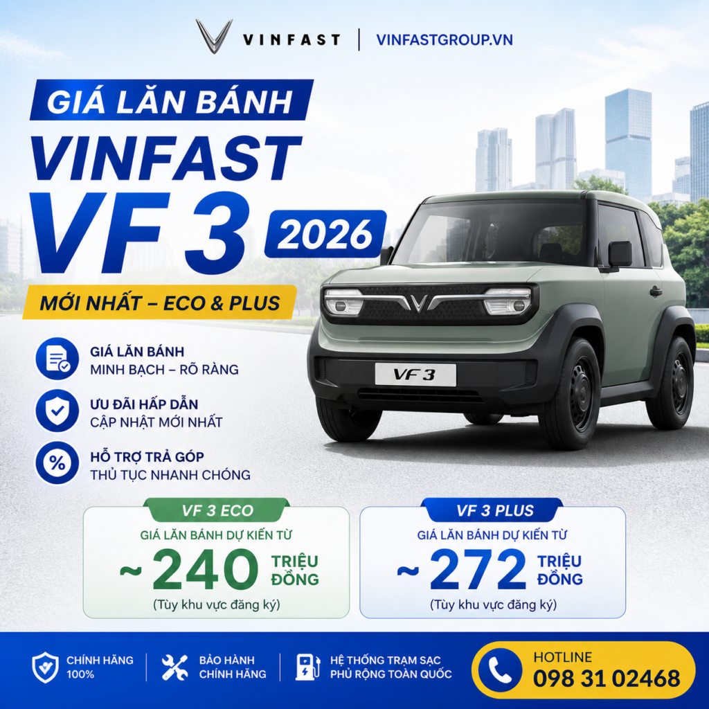 Giá lăn bánh VinFast VF 3 2026: Eco & Plus mới nhất