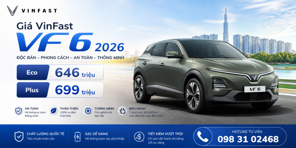 Bảng giá VinFast VF 6 mới nhất tháng 8/2026
