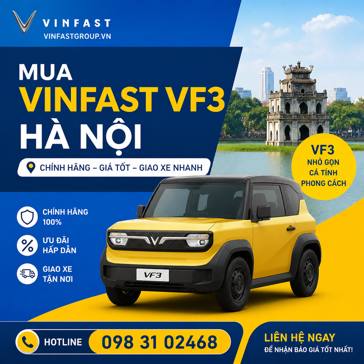 Mua VinFast VF3 Hà Nội 2026: Giá, lăn bánh & ưu đãi