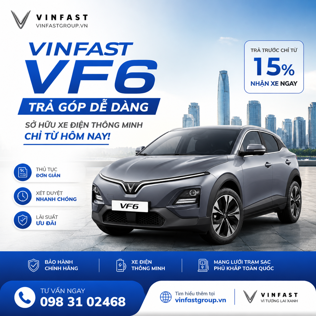 VinFast VF6 trả góp 2026: Trả trước từ 0đ, vay tới 100%